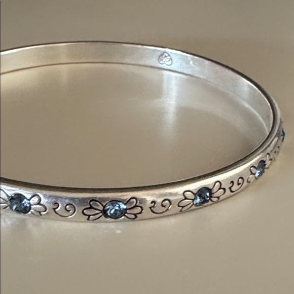 Brighton Women's Silver Bangle with Light Blue Crystals OS EUC - Picture 5 of 9
